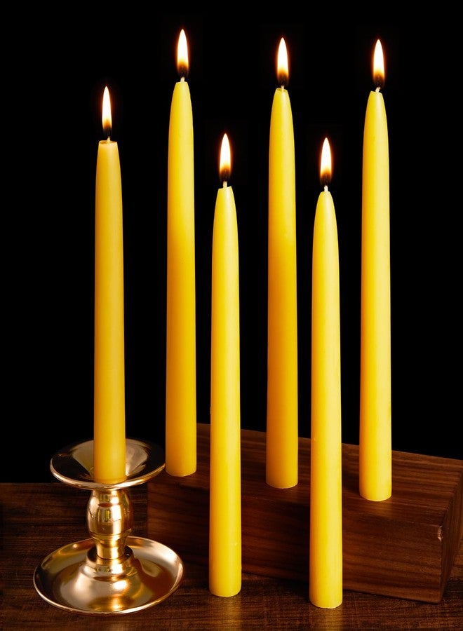 Ashlux 6 Pack Beeswax Taper Candles, 8 Inch Natural Beeswax Candles Unscented and Smokeless, 8 Hours Long Burning Yellow Candle Sticks for Dinner, Wedding, Party, and Home Decor - Image 1